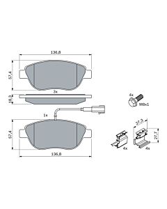 BOSCH 0986424596 KIT PASTIGLIE FRENO, FRENO A DISCO