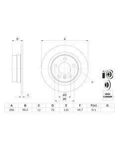 BOSCH 0986479043 DISCO FRENO