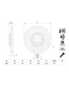 BOSCH 0986479E25 DISCO FRENO