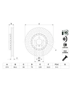 BOSCH 0986479E28 DISCO FRENO