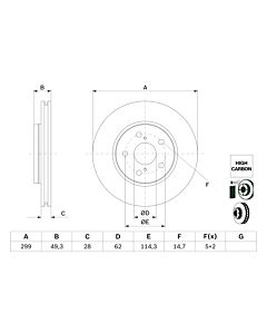 BOSCH 0986479F49 DISCO FRENO