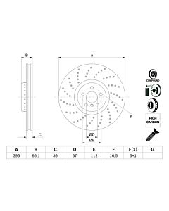 BOSCH 0986479F64 DISCO FRENO