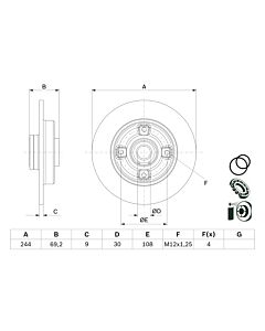 BOSCH 0986479F74 DISCO FRENO