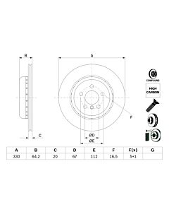 BOSCH 0986479G15 DISCO FRENO