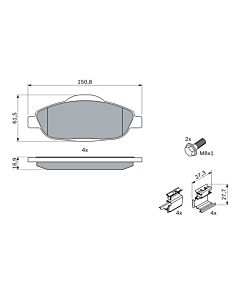 BOSCH 0986494261 KIT PASTIGLIE FRENO, FRENO A DISCO