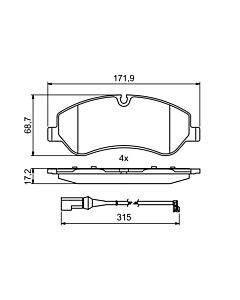 BOSCH 0986494844 KIT PASTIGLIE FRENO, FRENO A DISCO
