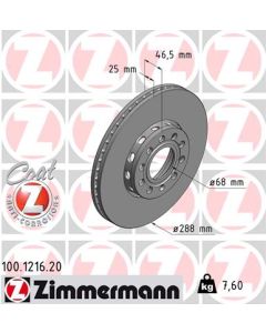 ZIMMERMANN 100121620 DISCO FRENO