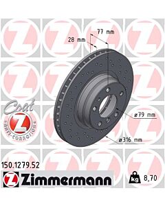 ZIMMERMANN 150127952 DISCO FRENO