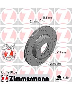 ZIMMERMANN 150128852 DISCO FRENO