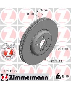 ZIMMERMANN 150291232 DISCO FRENO