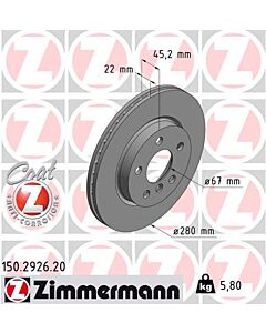 ZIMMERMANN 150292620 DISCO FRENO