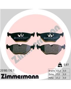 ZIMMERMANN 201801701 KIT PASTIGLIE FRENO, FRENO A DISCO