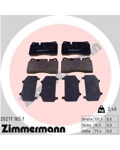 ZIMMERMANN 202171651 KIT PASTIGLIE FRENO, FRENO A DISCO