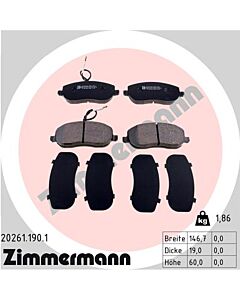 ZIMMERMANN 202611901 KIT PASTIGLIE FRENO, FRENO A DISCO
