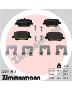 ZIMMERMANN 205101752 KIT PASTIGLIE FRENO, FRENO A DISCO