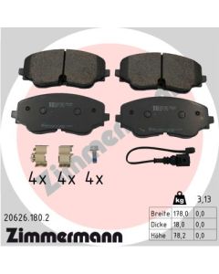 ZIMMERMANN 206261802 KIT PASTIGLIE FRENO, FRENO A DISCO