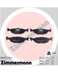 ZIMMERMANN 206751701 KIT PASTIGLIE FRENO, FRENO A DISCO