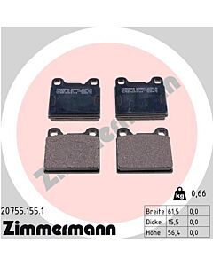 ZIMMERMANN 207551551 KIT PASTIGLIE FRENO, FRENO A DISCO