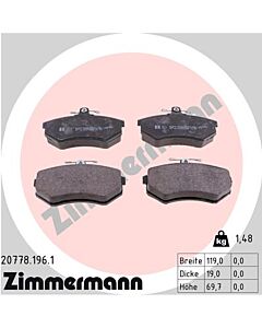 ZIMMERMANN 207781961 KIT PASTIGLIE FRENO, FRENO A DISCO