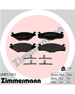 ZIMMERMANN 208871501 KIT PASTIGLIE FRENO, FRENO A DISCO