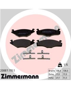 ZIMMERMANN 208871701 KIT PASTIGLIE FRENO, FRENO A DISCO