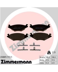 ZIMMERMANN 208891731 KIT PASTIGLIE FRENO, FRENO A DISCO