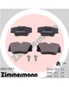 ZIMMERMANN 209411901 KIT PASTIGLIE FRENO, FRENO A DISCO