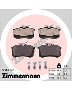 ZIMMERMANN 209611521 KIT PASTIGLIE FRENO, FRENO A DISCO