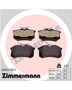 ZIMMERMANN 209611601 KIT PASTIGLIE FRENO, FRENO A DISCO