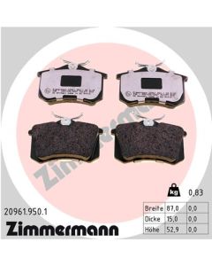 ZIMMERMANN 209619501 KIT PASTIGLIE FRENO, FRENO A DISCO