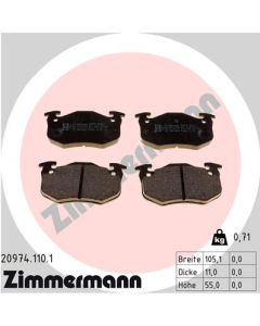 ZIMMERMANN 209741101 KIT PASTIGLIE FRENO, FRENO A DISCO