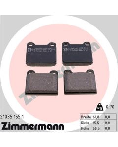 ZIMMERMANN 210351551 KIT PASTIGLIE FRENO, FRENO A DISCO