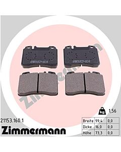 ZIMMERMANN 211531601 KIT PASTIGLIE FRENO, FRENO A DISCO
