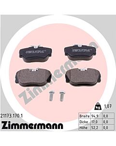 ZIMMERMANN 211731701 KIT PASTIGLIE FRENO, FRENO A DISCO
