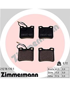 ZIMMERMANN 212781701 KIT PASTIGLIE FRENO, FRENO A DISCO