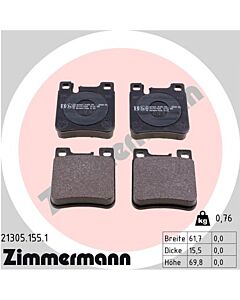 ZIMMERMANN 213051551 KIT PASTIGLIE FRENO, FRENO A DISCO