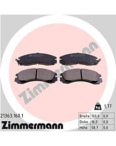 ZIMMERMANN 213631601 KIT PASTIGLIE FRENO, FRENO A DISCO