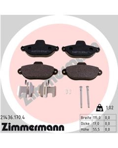 ZIMMERMANN 214361704 KIT PASTIGLIE FRENO, FRENO A DISCO