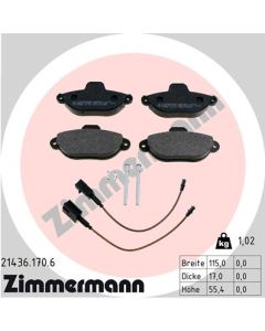 ZIMMERMANN 214361706 KIT PASTIGLIE FRENO, FRENO A DISCO