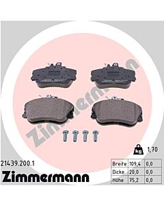 ZIMMERMANN 214392001 KIT PASTIGLIE FRENO, FRENO A DISCO