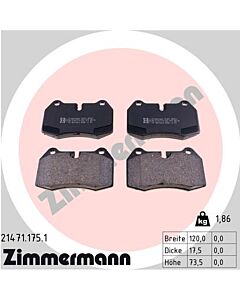 ZIMMERMANN 214711751 KIT PASTIGLIE FRENO, FRENO A DISCO