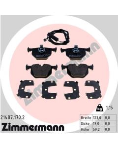 ZIMMERMANN 214871702 KIT PASTIGLIE FRENO, FRENO A DISCO