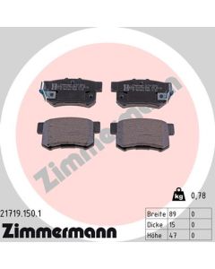 ZIMMERMANN 217191501 KIT PASTIGLIE FRENO, FRENO A DISCO