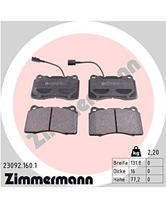 ZIMMERMANN 230921601 KIT PASTIGLIE FRENO, FRENO A DISCO