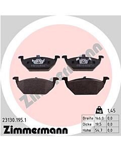 ZIMMERMANN 231301951 KIT PASTIGLIE FRENO, FRENO A DISCO
