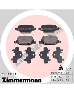 ZIMMERMANN 235171601 KIT PASTIGLIE FRENO, FRENO A DISCO