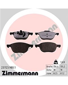 ZIMMERMANN 237239801 KIT PASTIGLIE FRENO, FRENO A DISCO