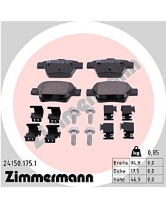 ZIMMERMANN 241501751 KIT PASTIGLIE FRENO, FRENO A DISCO