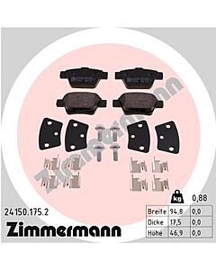 ZIMMERMANN 241501752 KIT PASTIGLIE FRENO, FRENO A DISCO