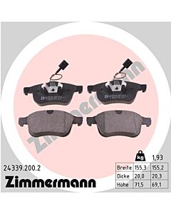 ZIMMERMANN 243392002 KIT PASTIGLIE FRENO, FRENO A DISCO